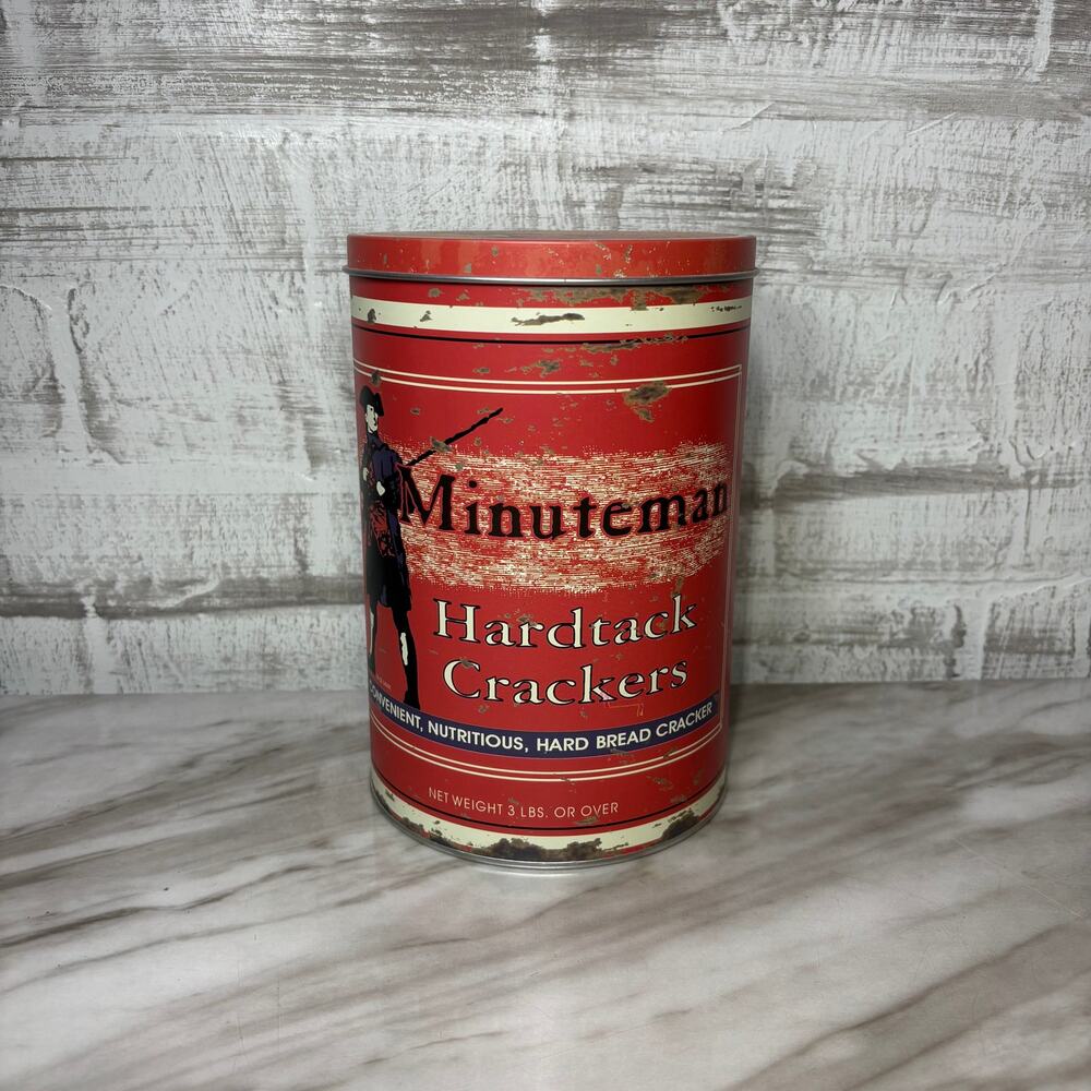 Minuteman Hardtack Crackers Vintage Style Storage Tin